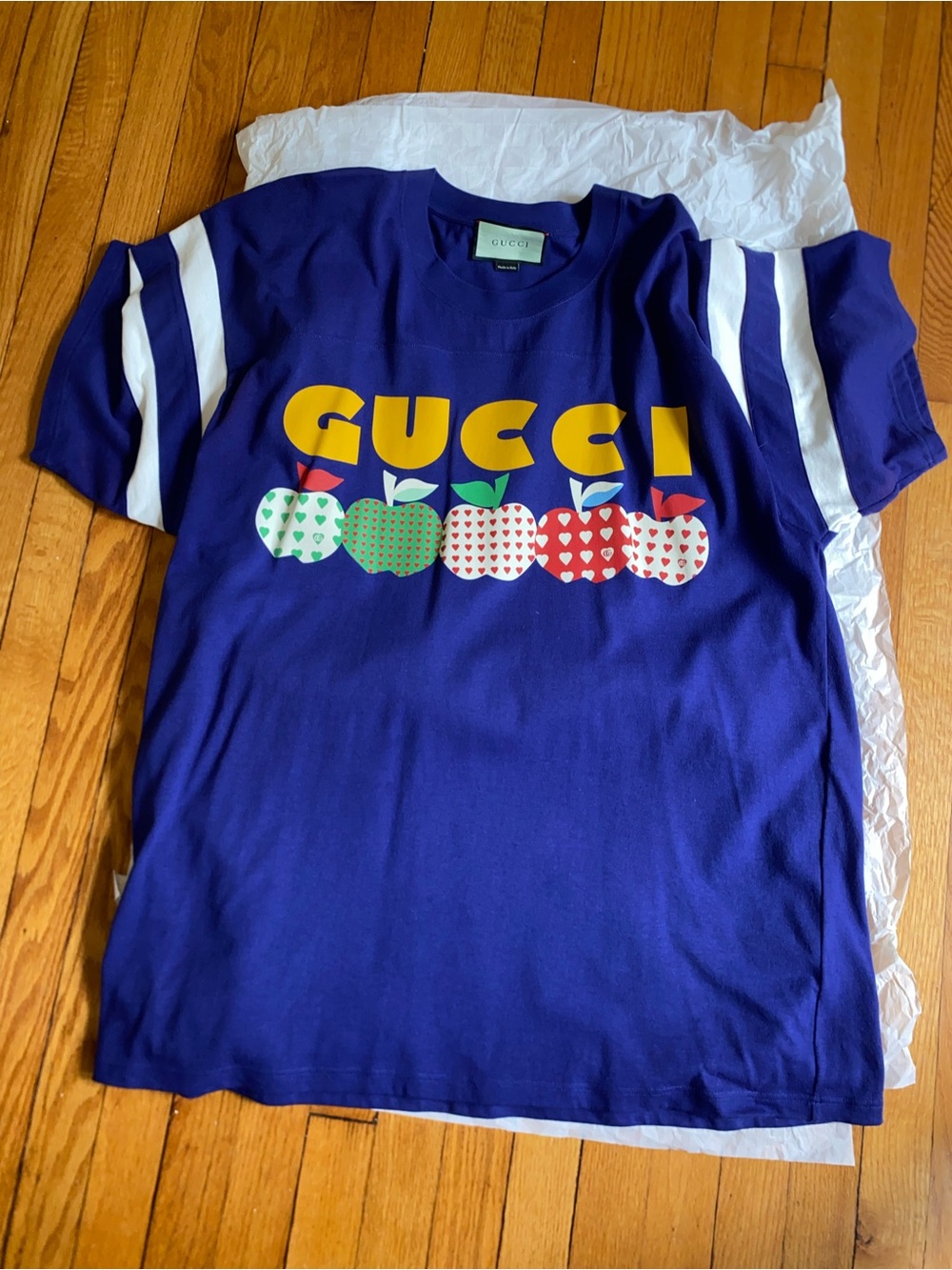 Gucci Apple print jersey shirt sleeve shirt Sz XXL